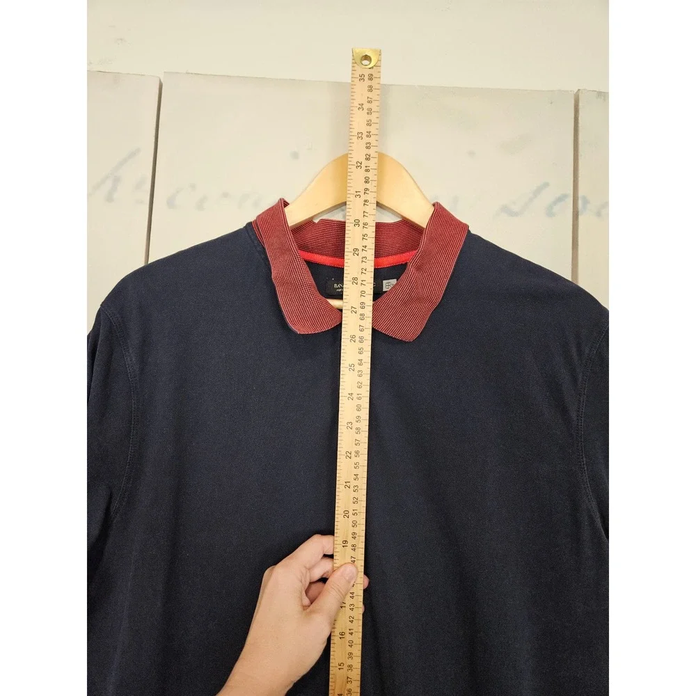 Banana Republic Performance Pique Polo XL Navy Red Trim Stretch Golf Classic